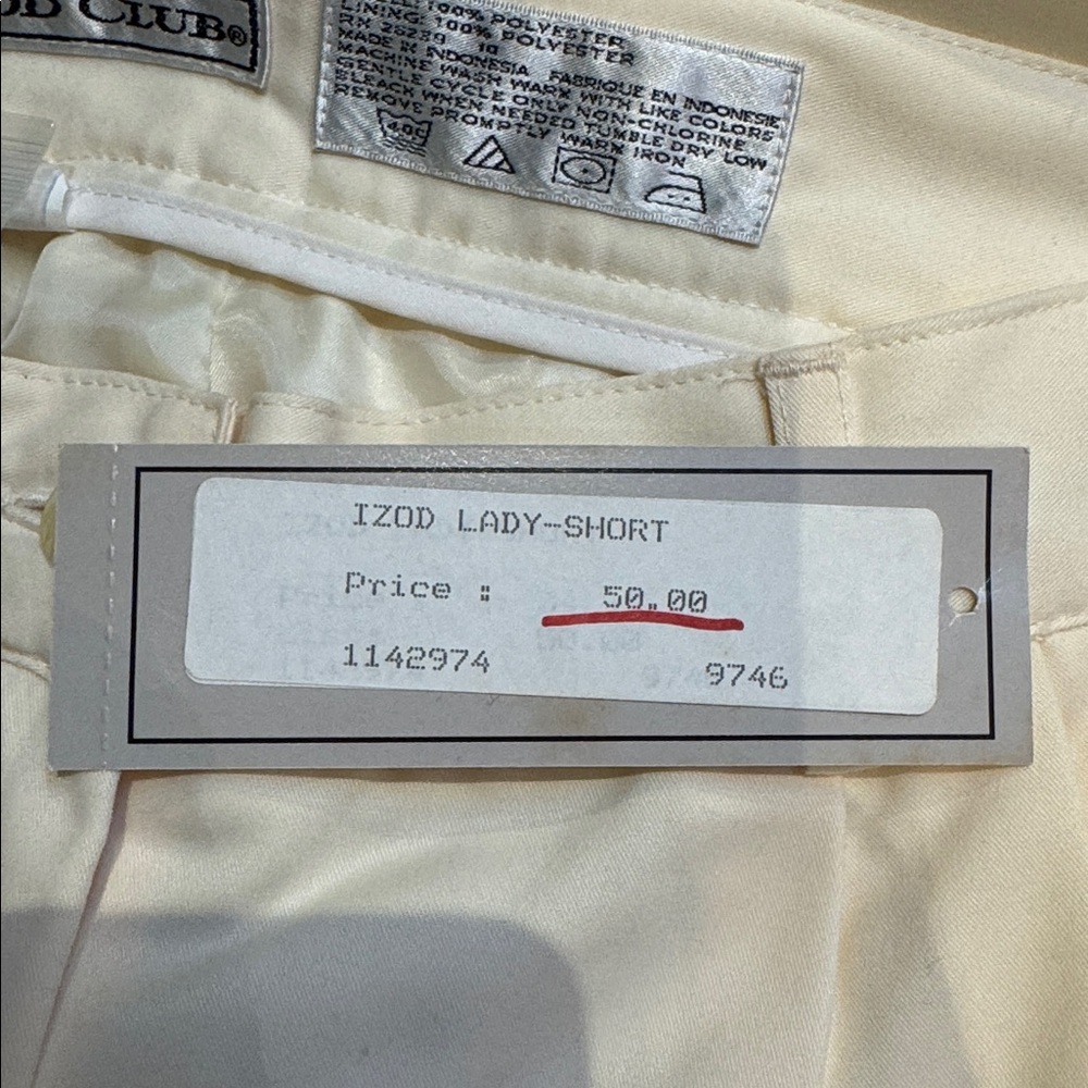 Vintage IZOD Club Antique Ivory high rise pleated Bermuda shorts size 10 - Picture 11 of 12